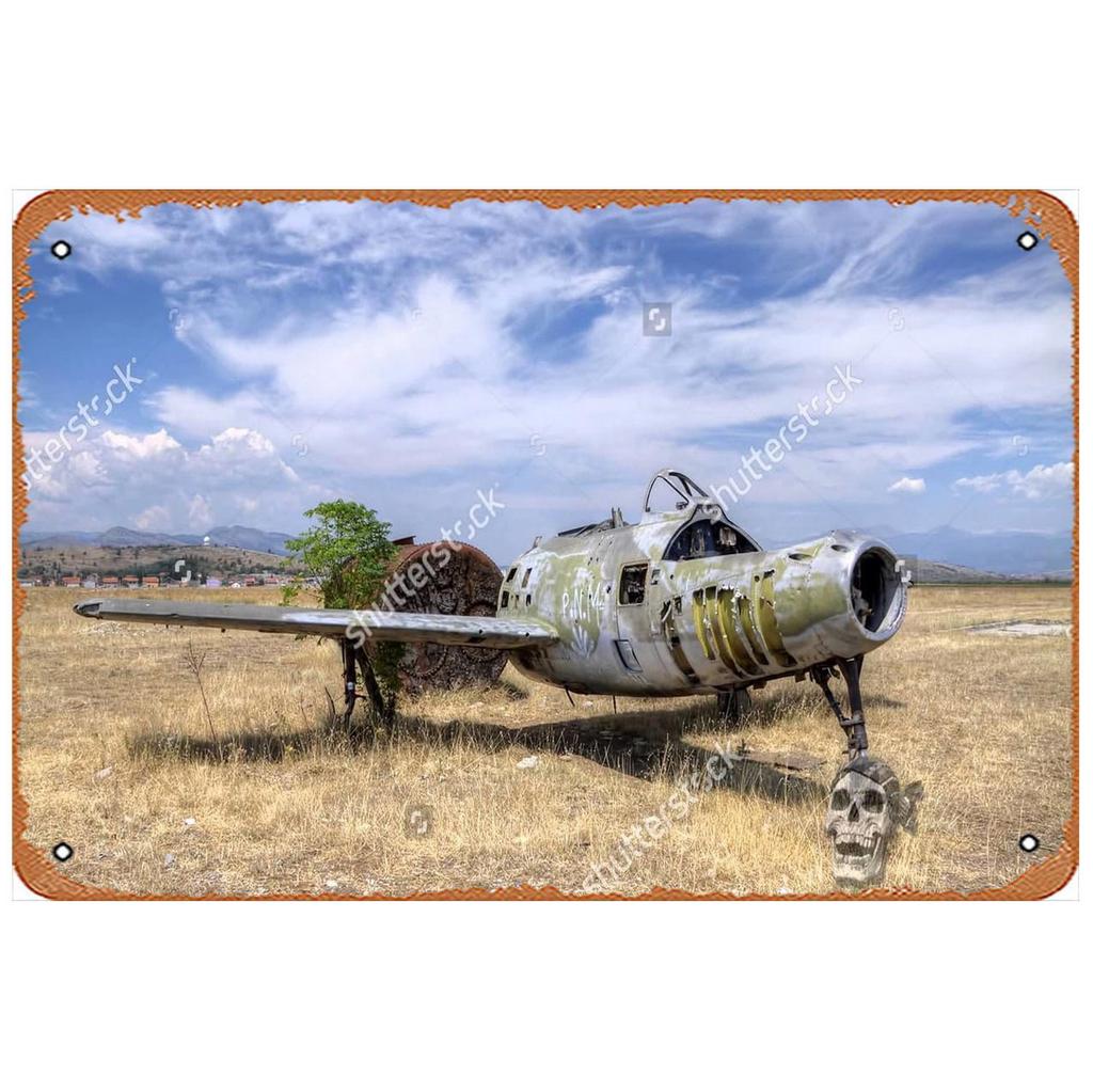 Military Metal Tin Signs Fight Plane Wall Art Poster Plaque Vintage Iron Painting Decoration for Home Cafe Washing Room Club