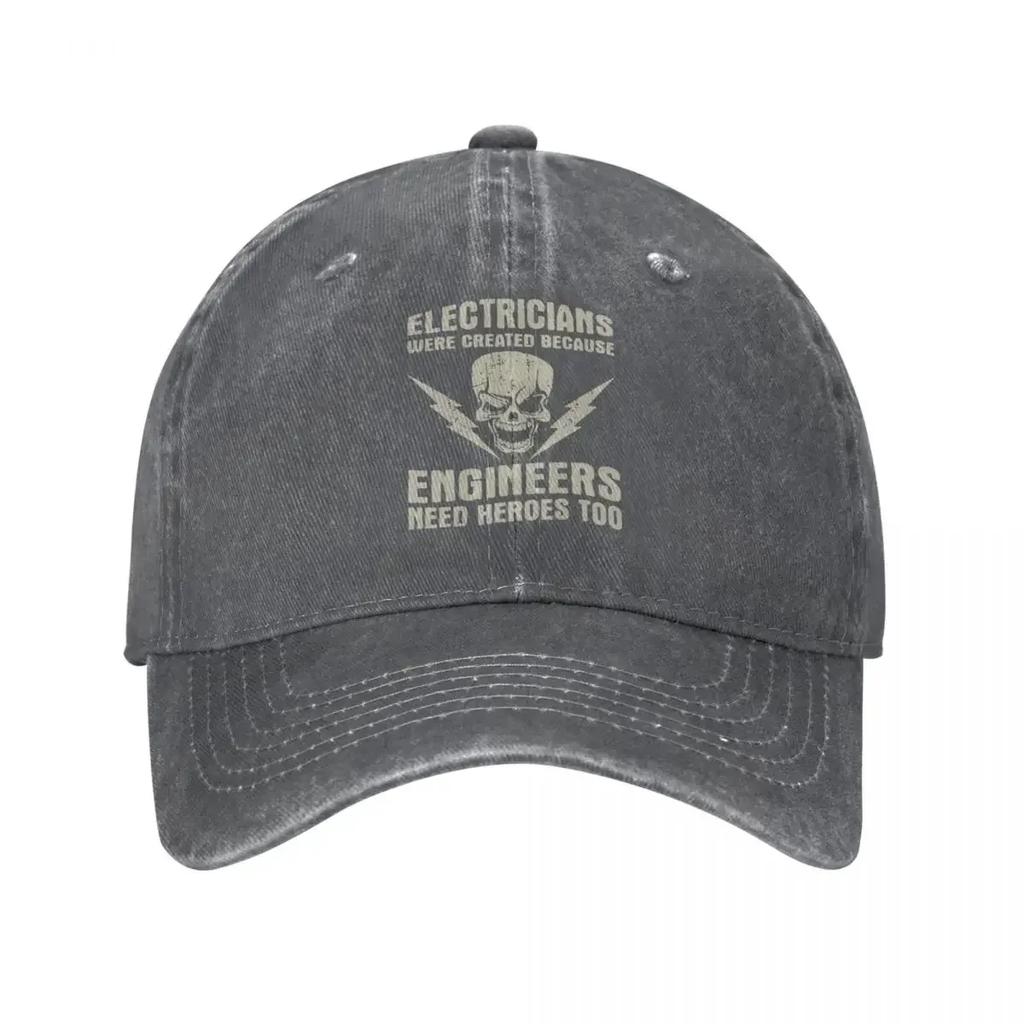 Casual Electrician Are Created Because Engineers Need Heros Too Baseball Caps Unisex Distressed Cotton Headwear Gift Caps Hat