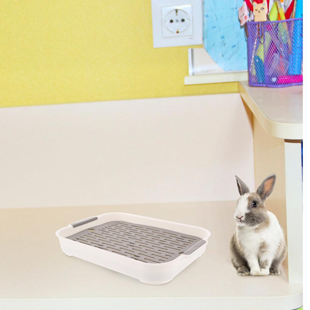Rectangular Bunny Litter Box Large Space Rabbit Training Potty Small Guinea Pig Hamster Cage Pet Toilet Cleaning Supplies