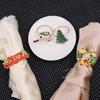 Christmas Napkin Ring Holders Metal Xmas Tree Elk Napkin Buckle Home Christmas New Year Party Dinner Table Decoration Supplies
