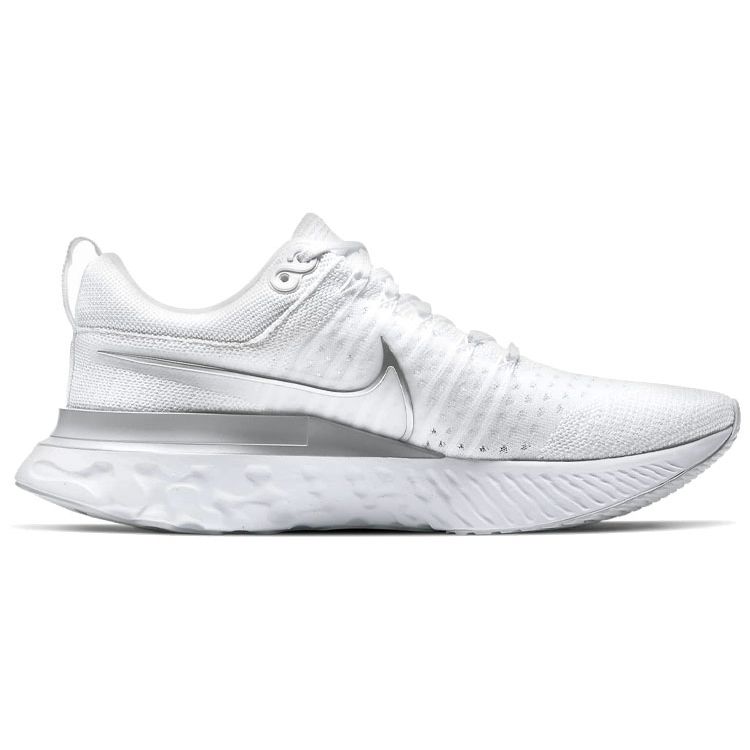 Nike  React Infinity Run Flyknit 2 White Metallic Silver Women Sneakers Pure-Platinum CT2423-102