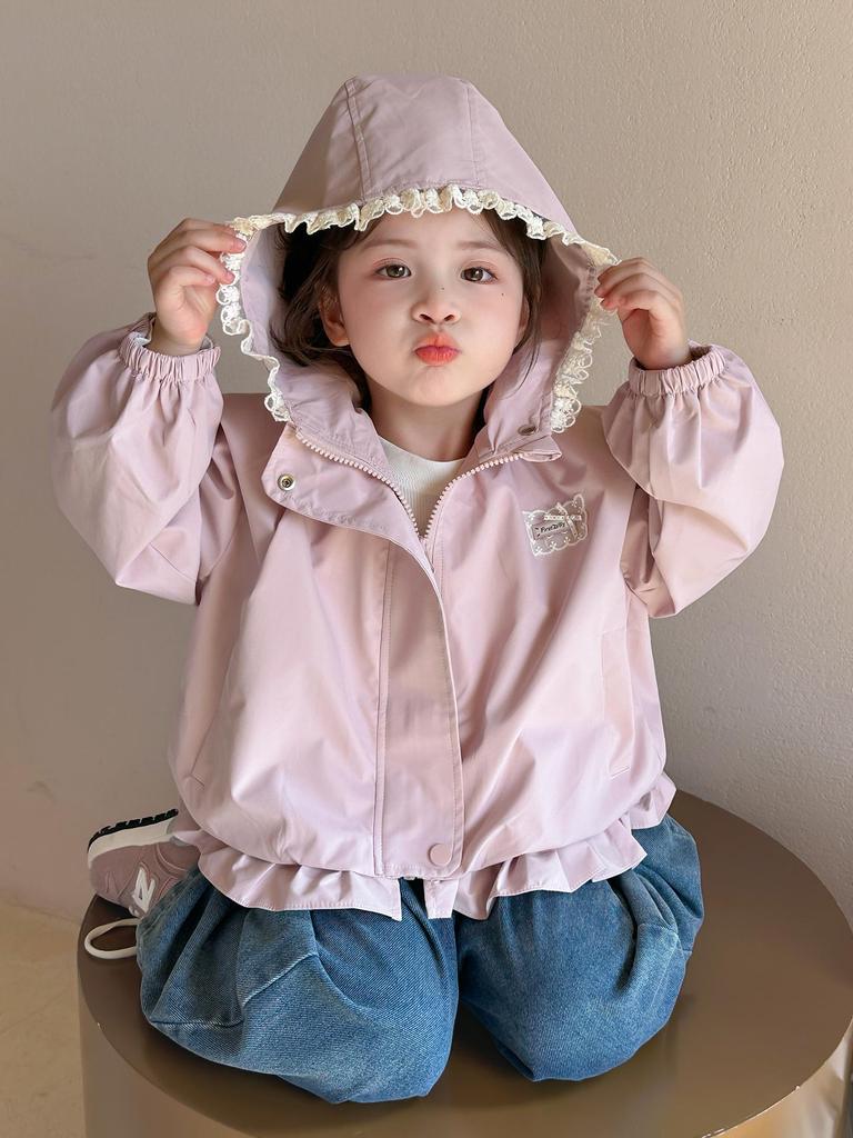 2025 Neue Mädchen Spitzen-Kapuzen-Windjacke - Frühling/Herbst Mode