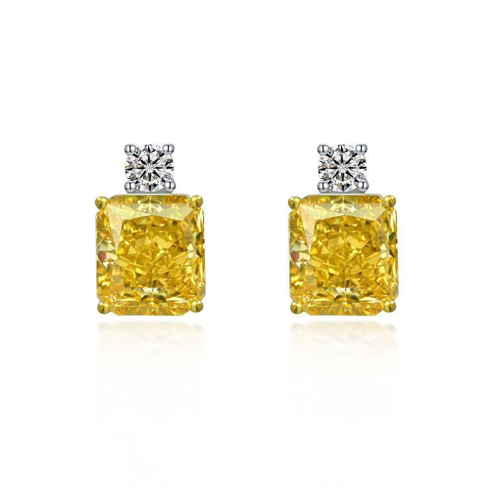 

Gica Gema Срібло 925 проби 9*10 мм Сережки-гвоздики з цирконом Унікальний дизайн Романтичні вишукані прикраси Подарунки на весілля 925 Silver жовтий