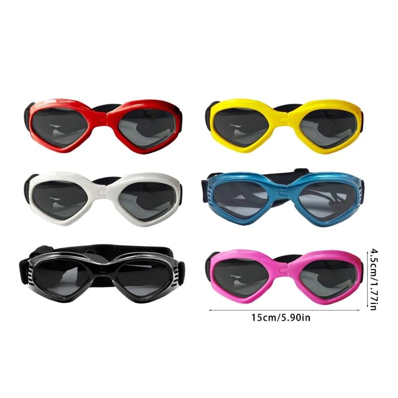 Foldable Dog Sunglasses for Outdoor Windproof Waterproof Pet Eye Glasses For Small Dogs With Adjustable Elastic Strap