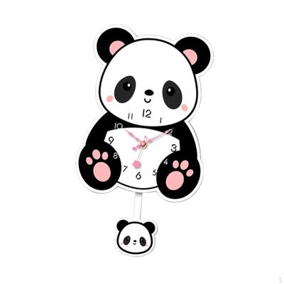 Panda Pendulum Clock with Swinging Tail, Decorative Timepiece for Indoor Use