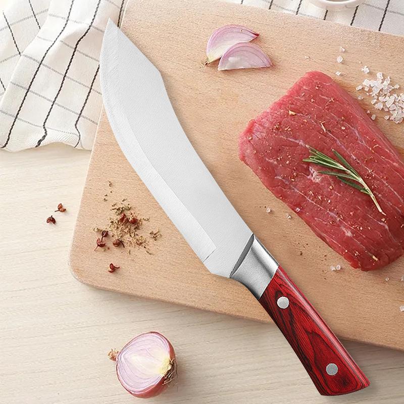 Butcher Knife Stainless Steel Wood Handle Boning Knife Meat Cleaver Cooking Tool