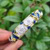 1,4 cm Pfingstrosen-Filigranblumen-Armreif Breiter Damen-Handarmreif Geschenke für Frauen Mädchen