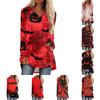 Women's Casual Long Sleeve V-Neck Print Mid-Length Tunic Top