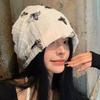 Autumn Winter Warm Bonnet Girls Elastic Skull Caps Korean Baggy Beanie Hats Hip Hop Streetwear Butterfly Pullover Hat