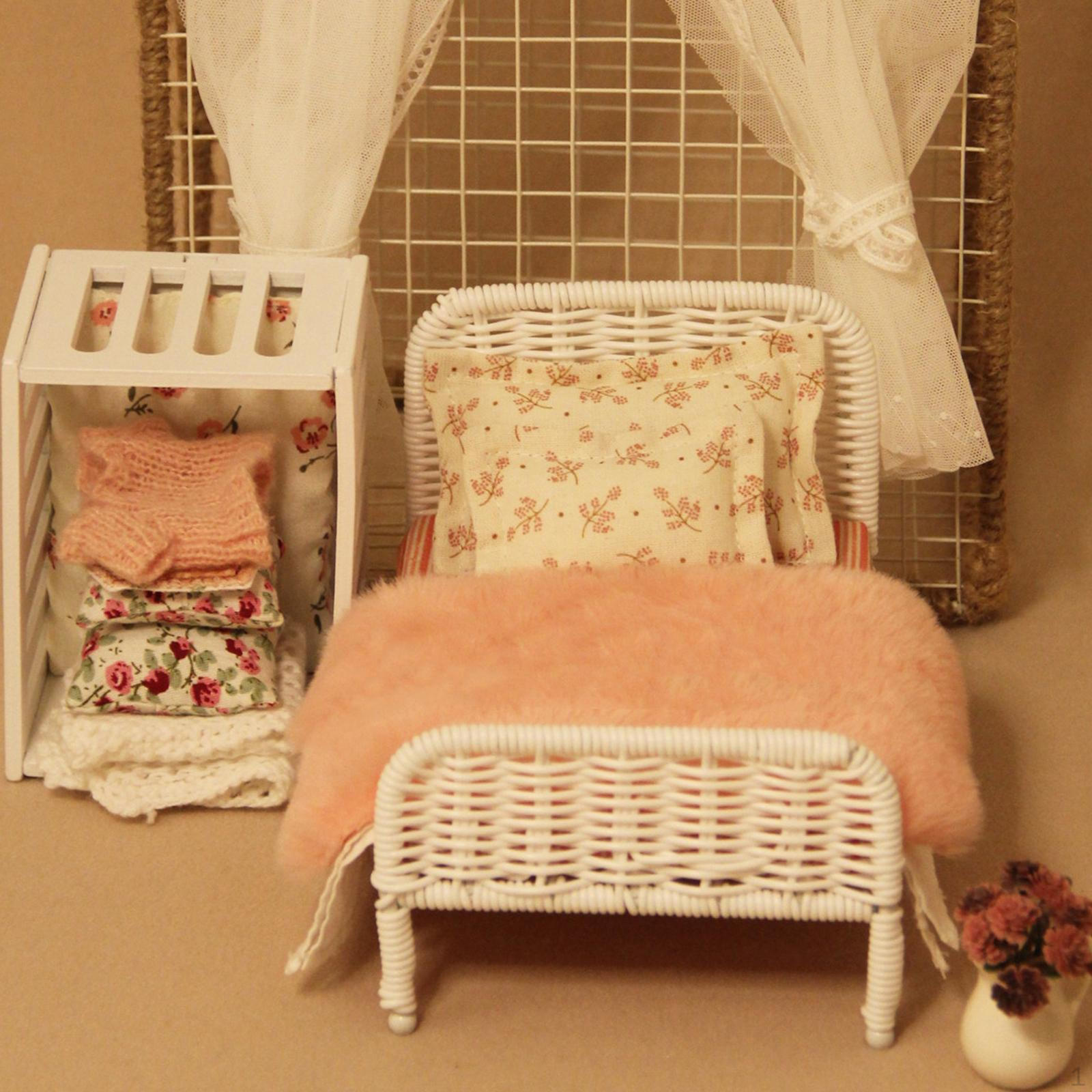 

1/12 кукольный домик миниатюрная кровать DIY коллекционная модель мебель аксессуары для декора pink blanket