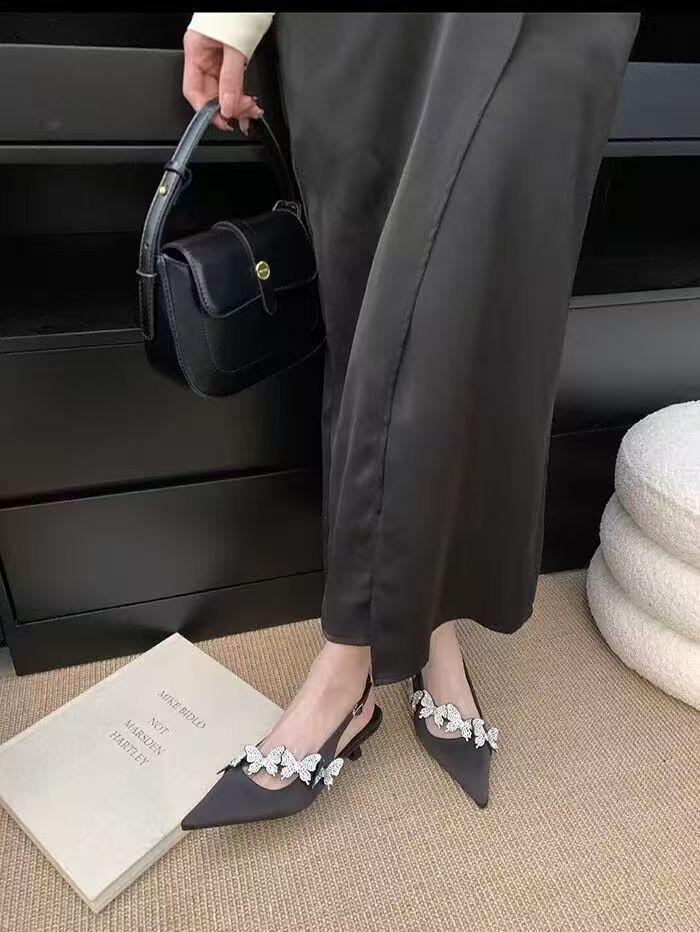 Mode Damen Kristall High Heels Sandalen Schuhe Schmetterling Spitz Zehen Hausschuhe 2025 Designer Sommer Elegant Partykleid Markenschuhe Mujer