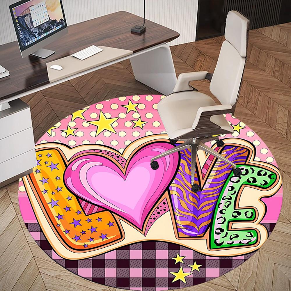 1pc love pattern Round Chair mat Area Rug - Non-Slip, Floor Mat for Office, Bedroom, and Indoor Decor c1125065