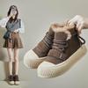Γυναικεία ψηλοτάπητα αθλητικά παπούτσια εξωτερικού χώρου με επένδυση από ψεύτικη γούνα μποτάκια χιονιού casual lace up ankle booties Χειμερινά ζεστά παπούτσια Γυναικείες μπότες με βελούδινη επένδυση