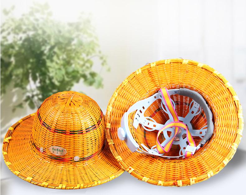 Bamboo Weave Safety Helmet - Large Brim, Breathable Summer Hat for Construction, Factory, Mine, Dock, Railway, and High-Altitude Work