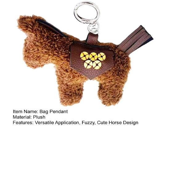 Plush Horse Bag Pendant Fuzzy Horse Backpack Charm Cute Horse Pendant with Golden Coins Lucky Keyring Gift for Family Friends