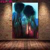 Mysterious and Colorful Magic Forest Vintage Mural Art Oil Painting Three Witches Dancing In the Woodland Poster