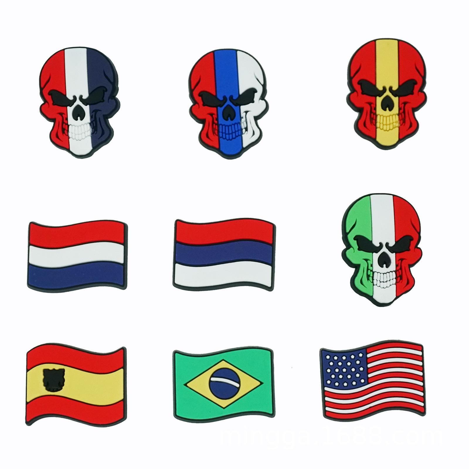 

Флаги Кубка мира по Катару, подвески для обуви из ПВХ, пряжка для обуви с крокодилом, украшения, сабо, садовые сандалии, аксессуары freedom 10pcs