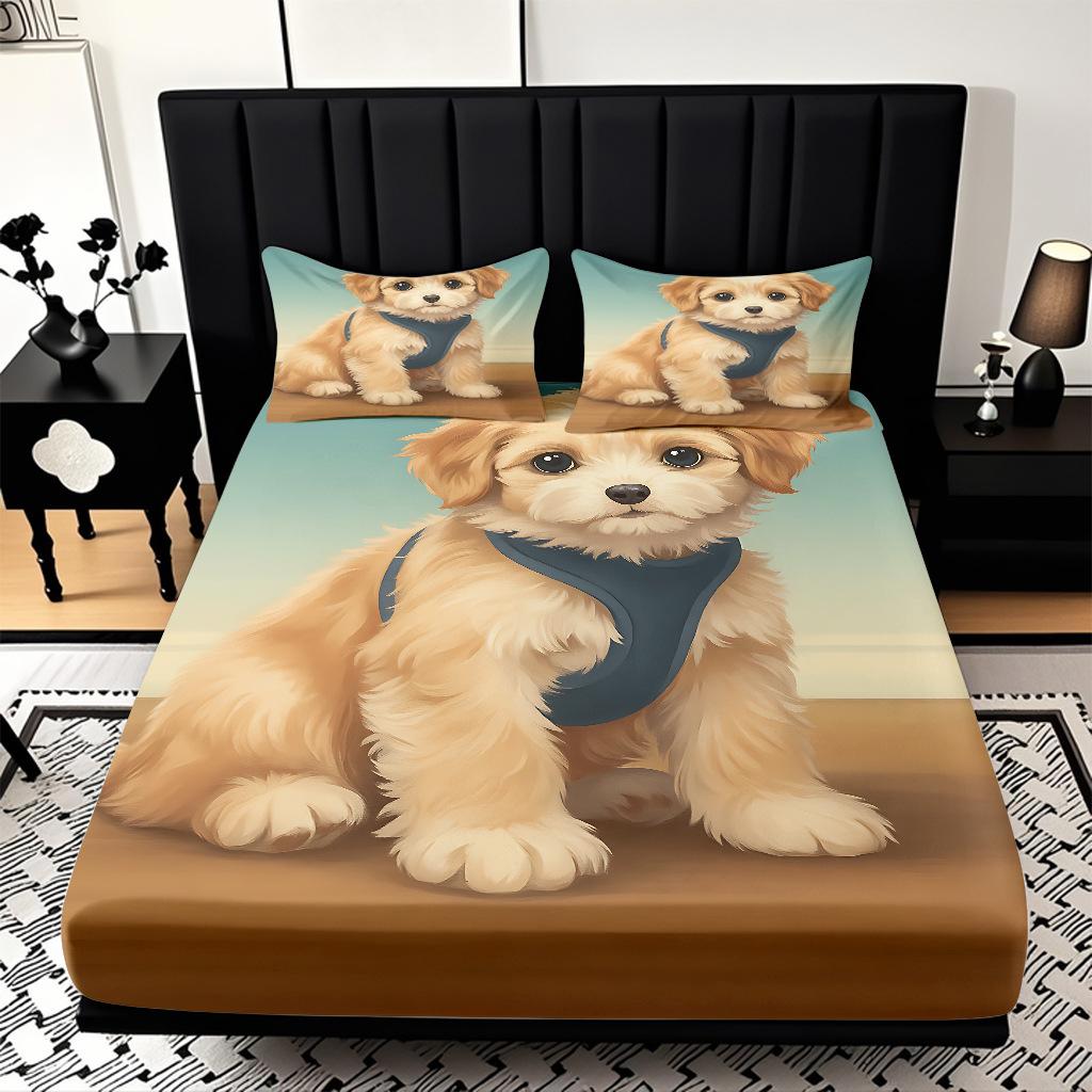 

Цифровая печать высокого разрешения, милый узор с щенками, приятный к коже полированный матрас, комплект из трех предметов 90 * 190