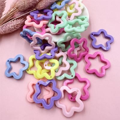 40Pcs Acrylic DIY Jewelry Material Pendants Candy Color 30mm Pentagram Star Pendant for Necklace Earrings Making Fashion