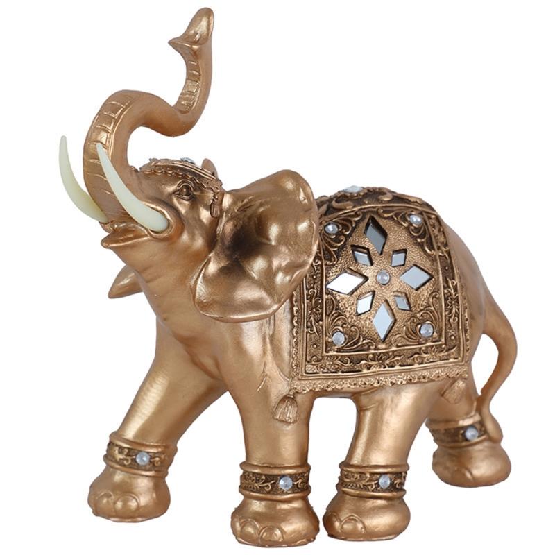 Elegant Elephant Sculpture Feng Shuis Wealth Statue Home Office Car Decoration Resin Artwork Collectible Gift for Friend