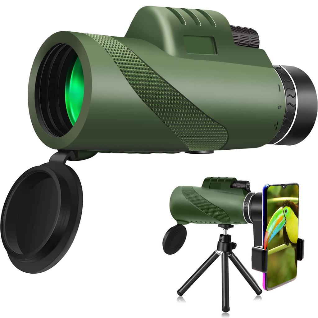 NNBMNB Monocular HD 80X100 High Magnification Telephoto Portable Wide Mountain High High Super BAK4 Green Telescope, Lens, Tripod, Angle, Anti-Fog,