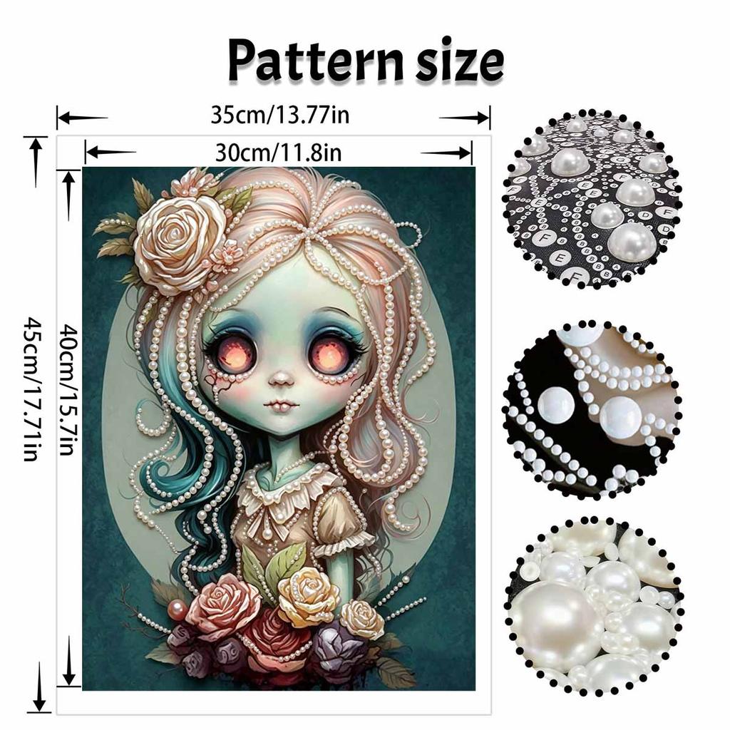 DIY 3D Pearl Painting Canvas Elegant Flower Girl Portrait Relaxing Leisure Craft Kit for Adults Home Wall Decoration