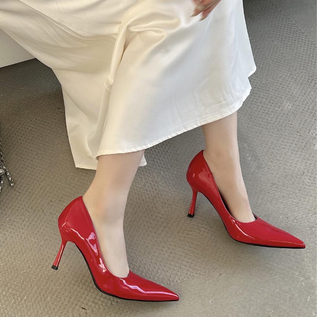 Spring New Pointed French with Skirt Thin Heel High Heel European and American Fashion Bag Head Women's Shoes Women's Single Shoes