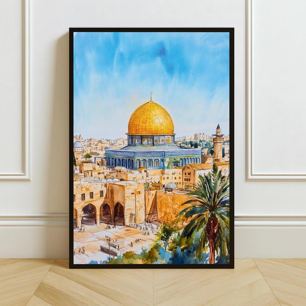 Islamic Mosque Kaaba Canvas Poster Watercolor Muslim Scripture Canvas Paint Print Modern Picture Living Room Home Decor Cuadros
