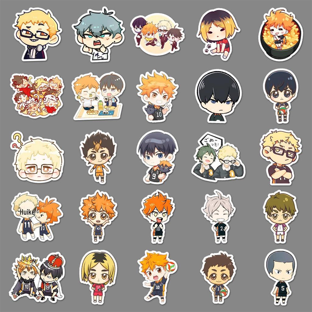 51-Piece Haikyuu!! Chibi Stickers Set: Kageyama, Notebook, Planner, Anime Manga Stationery