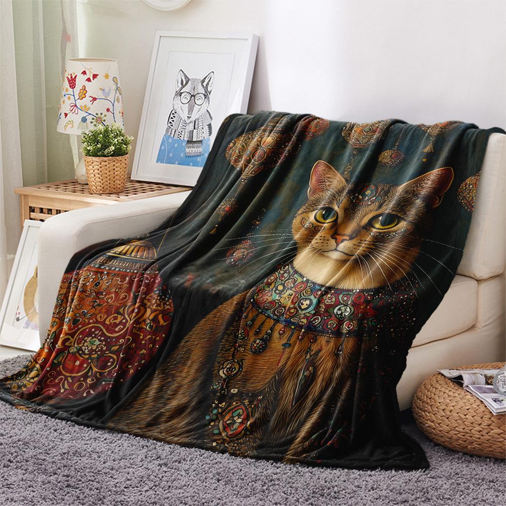 Cute Cats Print Flannel Blanket, High Quality Comfortable for All Seasons, Home Decor, Warmth and Comfort