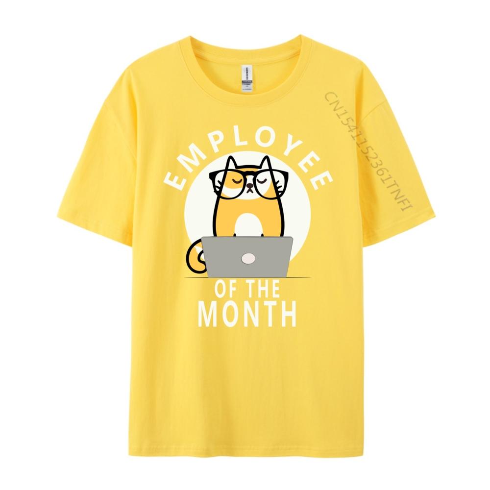 Funny Employee Of The Month Work From Home Cat Computer Designer Clothes Men Youth Limited Time Special White T Shirt