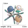 Enamel Starfish Brooches for Women Unisex Pearl Shell Sea Plant Pins Banquet Party Backpack Gifts Jewelry Accessories