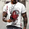 Mens Loose Fit Crew Neck Short Sleeve T-Shirt With 3D Poker Print Digital Lightweight Casual Streetwear