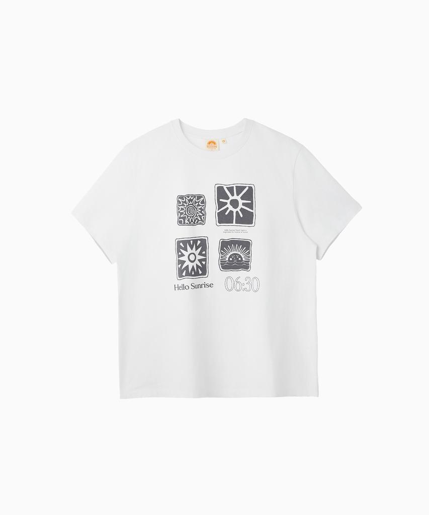 HELLO SUNRISE Sun Stamp Tee_White