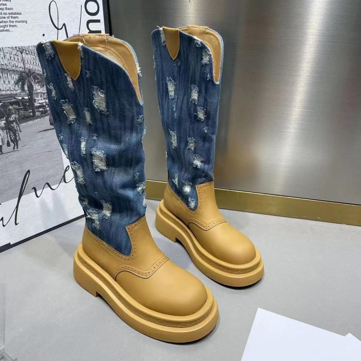 

Осень-зима Новые женские длинные сапоги Модные женские элегантные сапоги средней длины для женщин 40