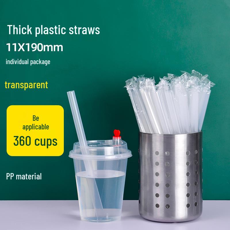 Disposable Transparent Thick PLA Pearl Milk Tea Straws with Independent Packaging