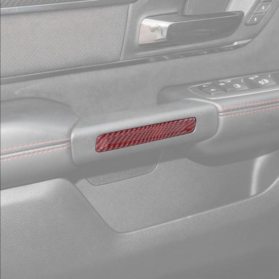 4P Inner Door Handles Decor Cover Trim For Dodge Ram 1500 19-26 Red Carbon Fiber
