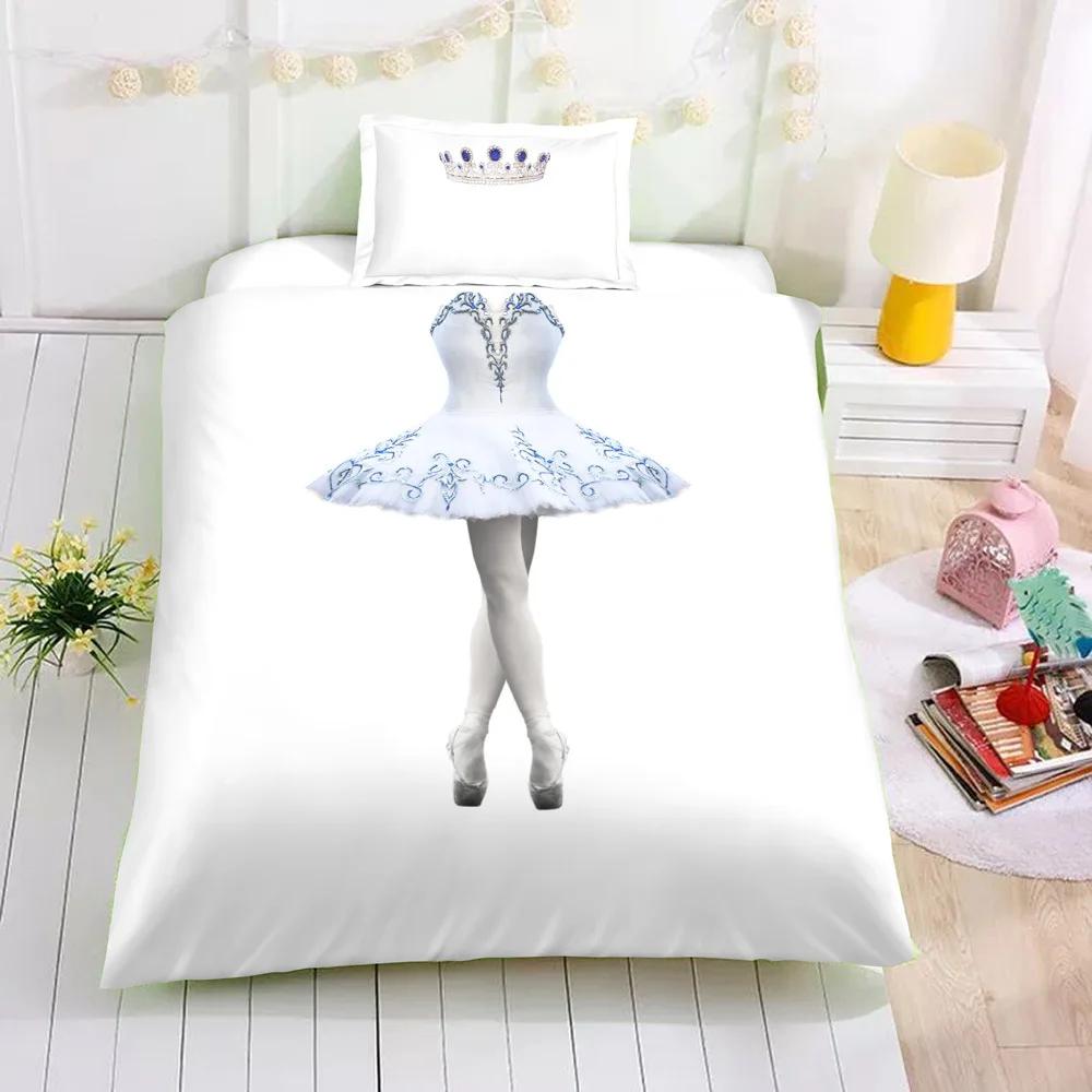 Print Unicorn Cute Skirt Quilt Cover Set Creative Personality Cartoon Bedding Astronaut,Princess Dress Kids Twin Bedding Set