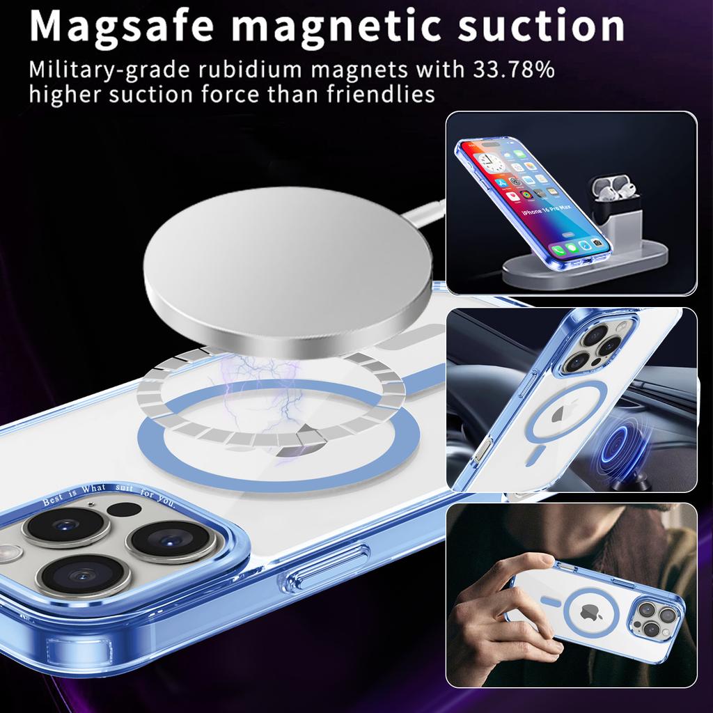 For iPhone 16 Pro Max Case Compatible with MagSafe TPU+PC Transparent Phone Cover
