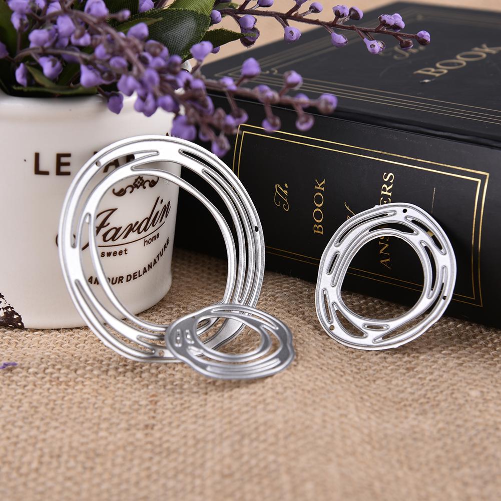 3 Circles Frame Metal Silvery Stencil Embossing Cutting Dies For Diy Scrapbooking Paper Album Cards Making