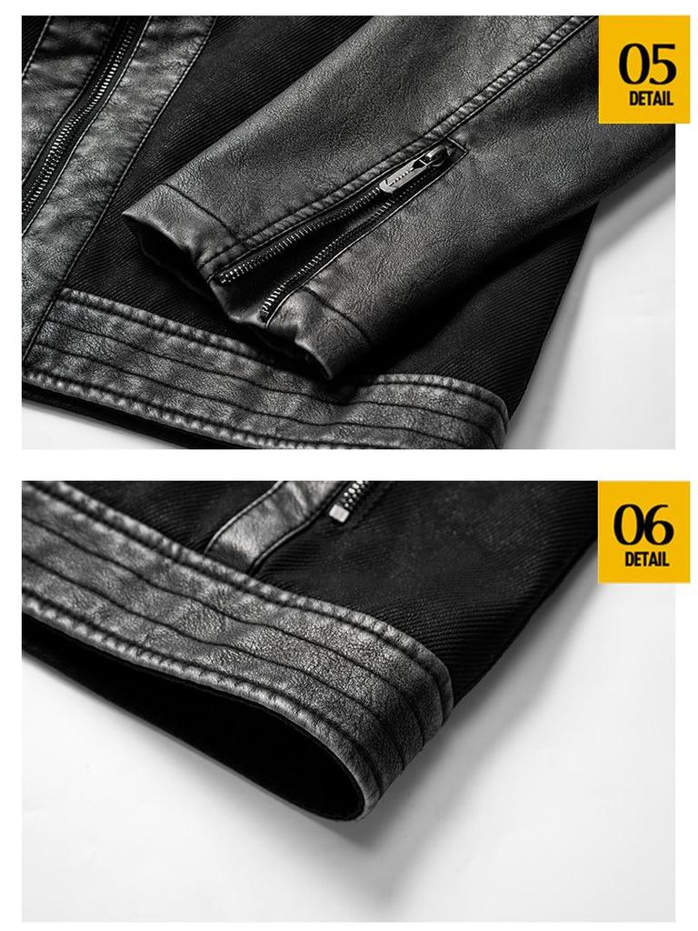 Men's Retro PU Leather Motorcycle Jacket - Autumn/Winter Patchwork Style