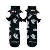 Damen Halloween Socken Niedliche Keine Magnetischen Hand in Hand Socken Und Weiße Geist Mittelrohr Cartoon Socken Lustige Socken