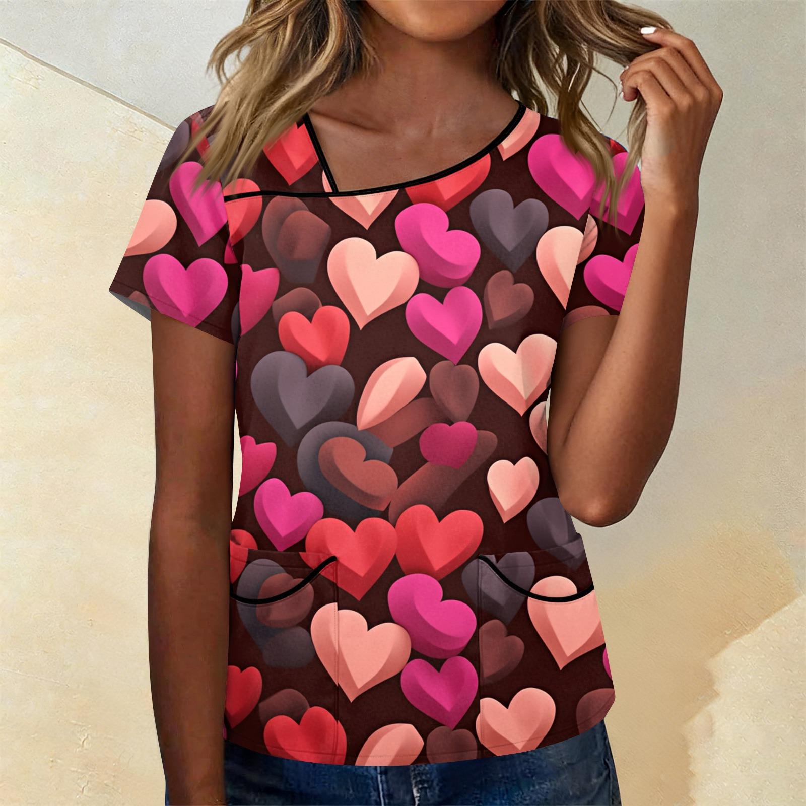 

Женская рабочая одежда с принтом, косым воротником и двухслойными карманами, базовые топы, пуловер XL красный