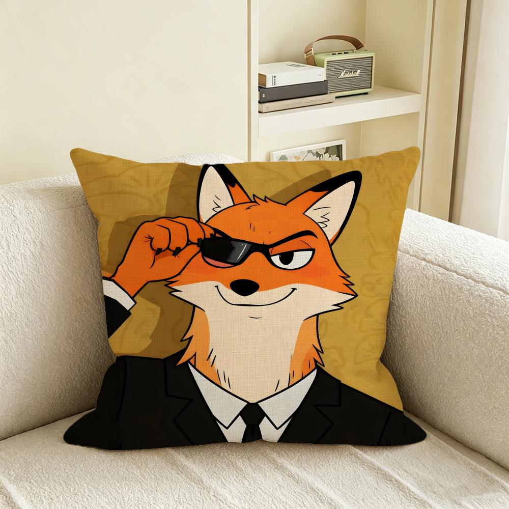 A-Animal Suit Print Cushion Cover Natural Linen Pillowcase Set, All-In-One Decor For Sofa, Bedroom & Chair