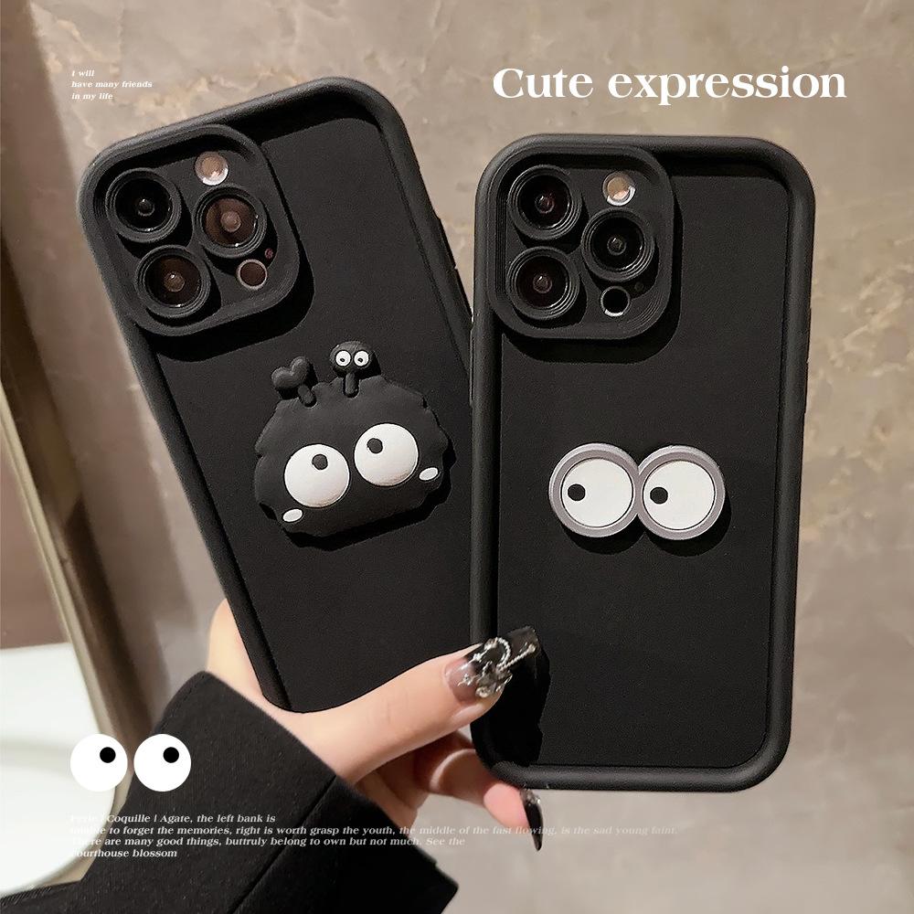 Applicable To Apple 17 Mobile Phone Case Iphone14promax Three Dimensional Black Coal Ball 13 Cartoon Personality 11 All Inclusive Set 16