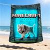 1pc Minecraft Movie Dog Outdoor Flannel Blanket, Cozy & Warm Soft Te Playful Design, Napping Camping,
