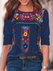 Autumn 2022 Women's Bohemian Print Long Sleeve Top