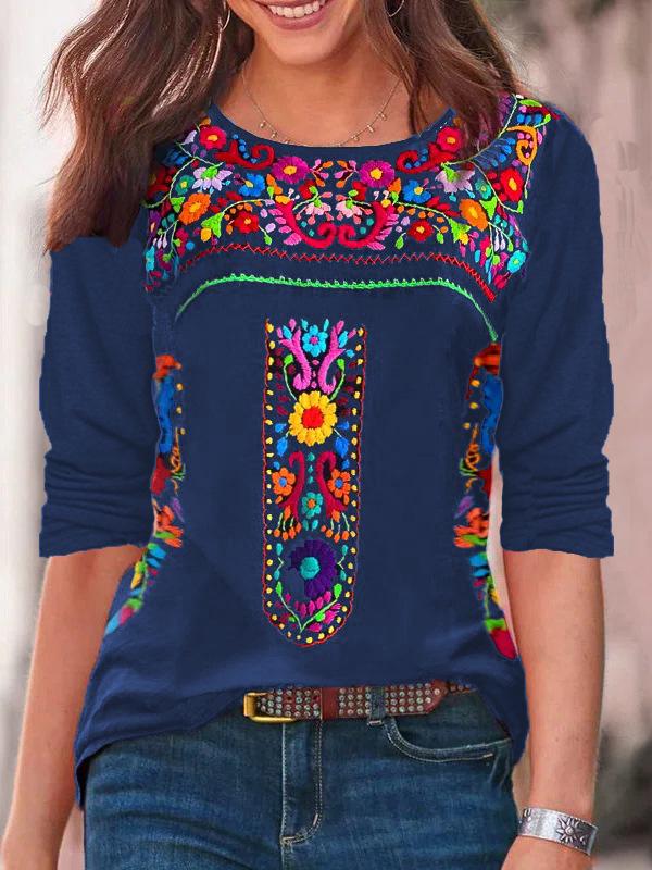 Autumn 2022 Women's Bohemian Print Long Sleeve Top