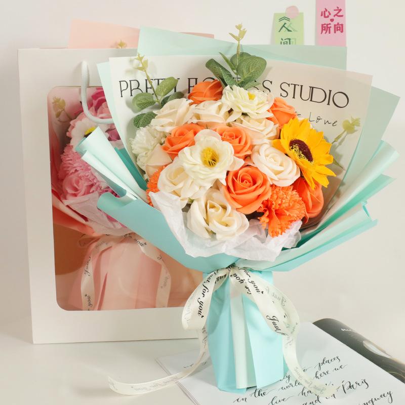 Valentine's Day Bouquet for Girlfriend Rose Soap Bouquet Mothers Day Gift Simulated Bouquet Creative Gift Artificial Flowers