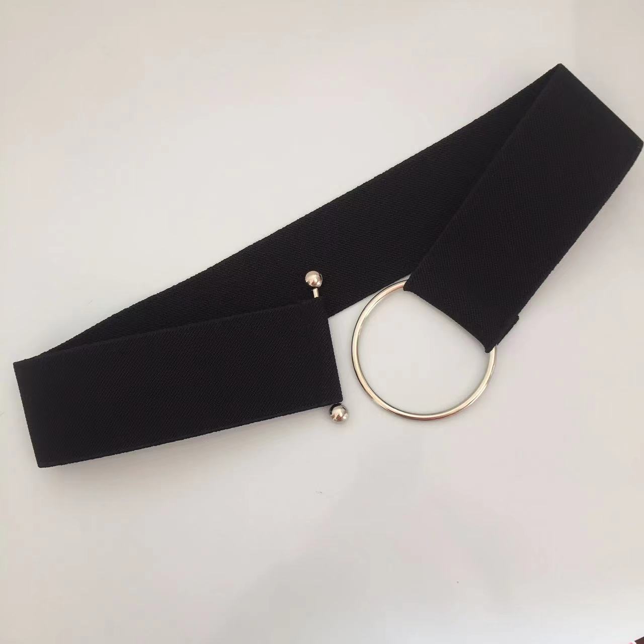 

Fashionable Elastic Waistband with Round Buckle Decoration for Women s Coats, Sweaters, and Dresses чёрный